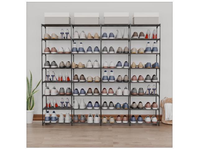 Large Shoe Rack 4 Row 8 Tier for Entryway Holds 64 Pairs, Metal & Plastic Sneaker Shelves, DIY Assembly, Space Saving Storage Organizer for Garage...