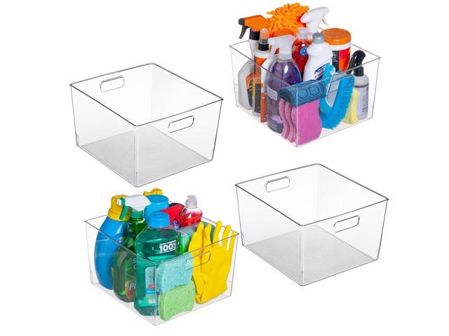 Clear Plastic Storage Bins XL 4 Pack Perfect for Kitchen,Fridge, Pantry Organization, Cabinet Organizers