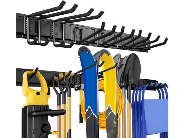 48' Garage Tool Organizer Wall Mount, 440lbs Garden Garage Storage Garage Organization with Adjustable Heavy Duty Hanging Hooks, Yard Rack Hanger...