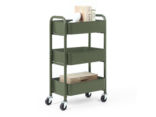 3-Tier Delicate Compact Rolling Metal Storage Organizer - Mobile Utility Cart Kitchen/Under Desk Cart with Caster Wheels - Army (15.35' X 10.24' X...