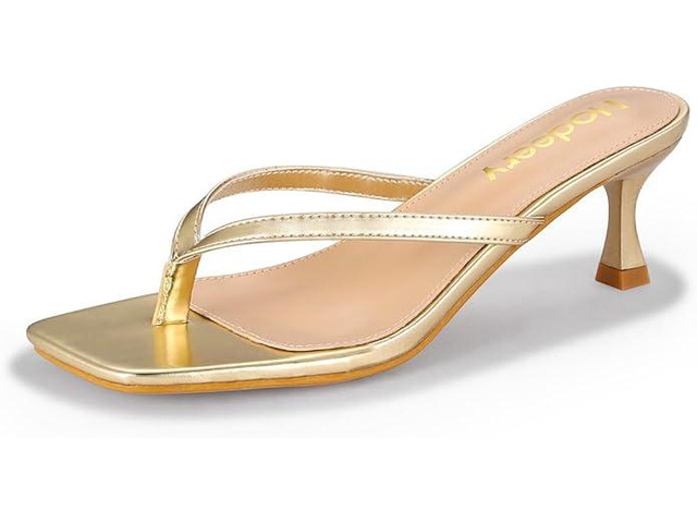 Women's Kitten Heels Thong Sandals Open Square Toe Flip Flop Low Heels 2.5 Inch Slip On Sexy Women Dressy Slide Shoes for Casual