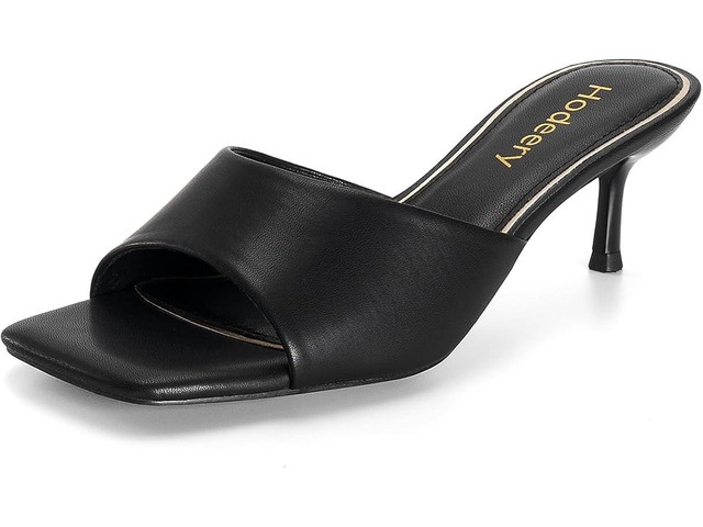 Kitten Heels for Women Short Heel Sandals Slip On Low Heels Square Open Toe 2.17 Inch Casual Dress Comfortable Shoes