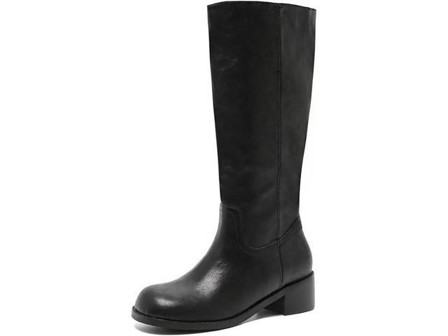 Women's Knee High Boots Square Toe Tall Boots Wide Calf for Women Platform Chunky Block Heel Comfortable