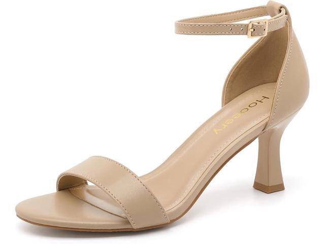 Womens Low Heel Sandals Stiletto Heels Open Toe Adjustable Ankle Strap Heel for Dressy Wedding Prom Party Homecoming 2.7 Inch Small Heels