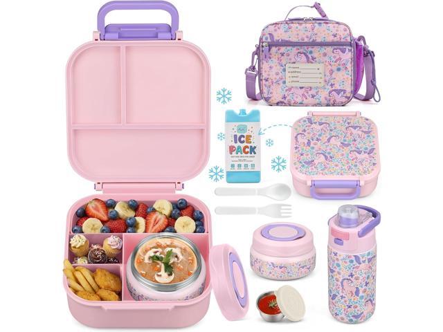 Bento Lunch Box for Kids with 7oz Soup Thermo,Insulated Stainless Steel Kids Water Bottle with Straw and Insulated Lunch Bag,Leak-Proof Lunch Food.