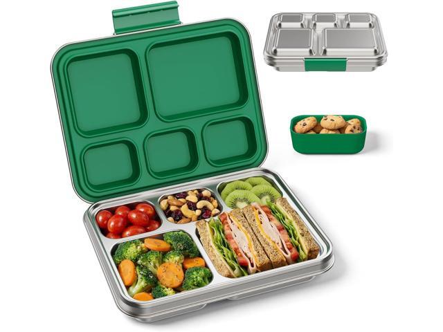 Stainless Steel Bento Lunch Box for Kids & Adults, 5 Compartment Metal Portable Bento Box with Silicone Food Container and Removable Silicone.