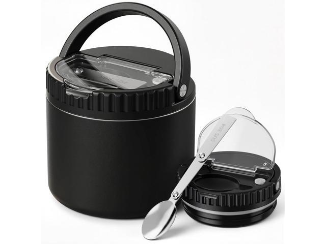 12oz Thermo for Hot Food Kids,Wide Mouth Insulated Vacuum Food Container with Foldable Spoon,Leak-Proof Stainless Steel Lunch Soup Thermo for Kids.