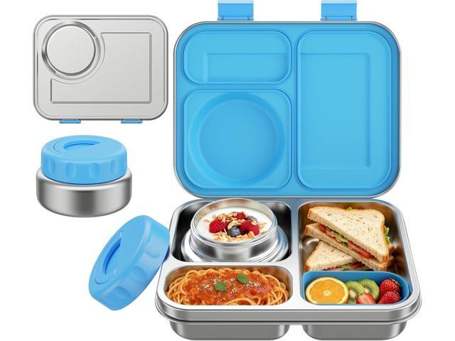 Stainless Steel Bento Box Kids Adult with 8oz Soup Thermo, 3 Compartments Metal Bento Lunch Box with Insulated Food Jar,Lunch Box Container Sauce.