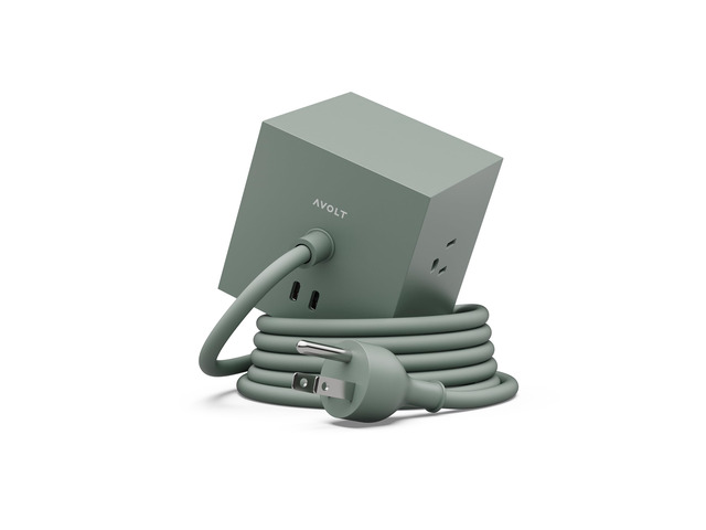 Square 1 Oak Green Power Strip Cube, 5.9ft, 3 Outlets, 2 USB-C Oak Green magnetic power cube, fast USB-C 30W charging; ideal for home offices and...