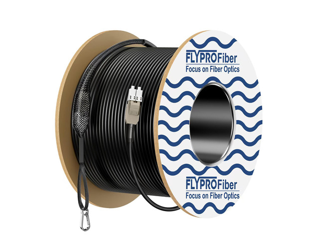 Outdoor OM3 Multimode LC to LC Fiber Patch Cable 50M/164ft Armored, OD-5mm, Duplex, 50/125m MMF, For 10G/40G, Industrial TPU Uniboot with Pulling...