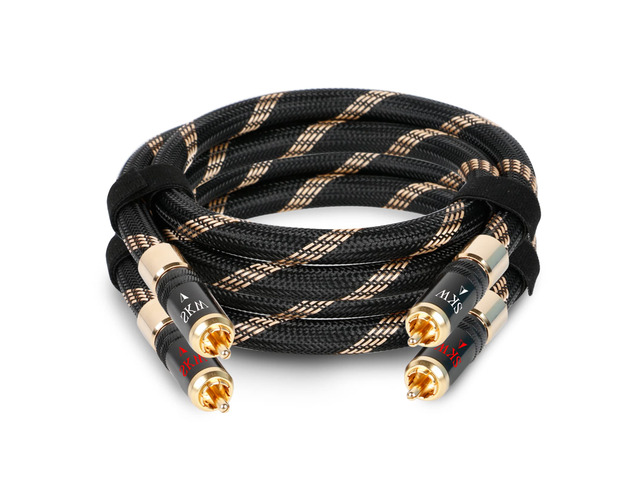 Audiophile Series 6.5ft/2m Locking 2RCA Cable, Secure-Fit Connection Heavy-duty 10mm noise-damping jacket, 24K gold-plated locking plugs, low-loss...