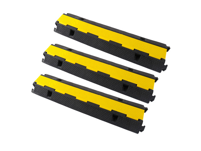 Rubber Cable Ramp Cord Cover Cable Protector Ramps Wire Hose Protective 22000Lbs Load Capacity Traffic 1 Channel Speed Bump for Asphalt Concrete...