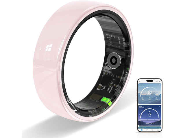 Ceramic Smart Ring for Women, Pink Fitness & Sleep Tracker, #6 24/7 Health Tracking with Heart Rate, Blood Oxygen, HRV & Sleep Monitoring. Ceramic...