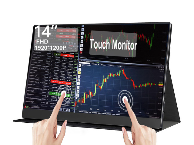 14' Portable Touchscreen Travel Monitor 1920 * 1200P IPS/HDR Laptop Screen Extender for Gaming and Computer Display, Compatible with Laptop PC...
