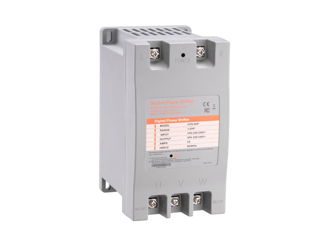 Single Phase to 3 Phase Converter, 2HP 7A 220V Digital Phase Shifter 2HP 1.5KW 220-240V input/output 3 Phase Converter for 2HP Motor (One Converter...