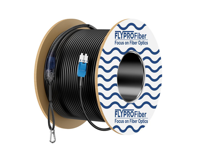 Outdoor Single Mode LC to LC Fiber Patch Cable 50M/164ft Armored, OD-5mm, OS2 9/125m SMF, Duplex, 10G/40G/100G, Industrial TPU Uniboot with Pulling...