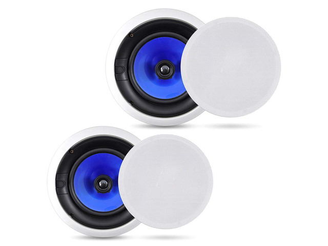 8 In-Wall / In-Ceiling Speakers, 250W Peak, Hi-Fi Stereo Sound, Pivoting Adjustable Coaxial Silk Dome Tweeter, Poly Cone Woofer, Stain Resistant...