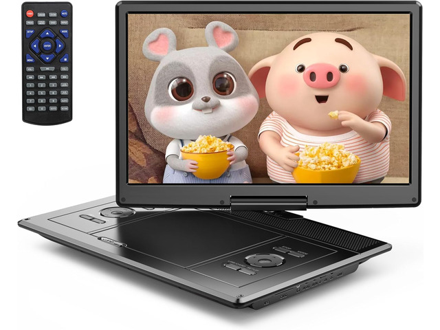 16.9' Portable DVD Player with 14.1' HD Swivel Screen for Car, 4-6 Hours Playtime with Battery, Smart Memory Playback, USB/SD Support [Blu-ray Not...