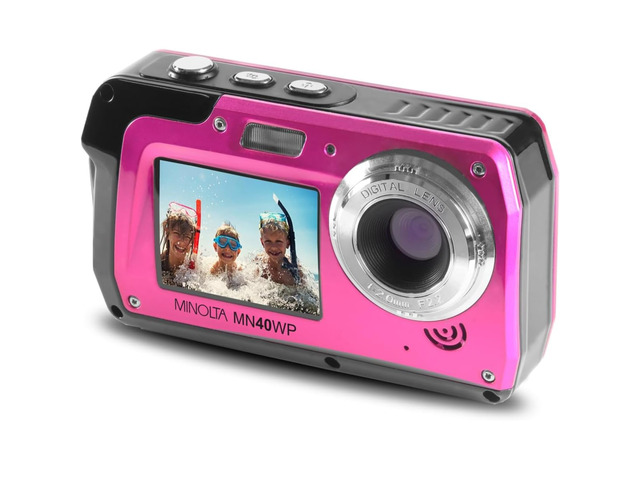 MN40WP 48MP QHD Dual LCD Screen Waterproof Camera, Pink Capture sharp photos and video with intuitive controls for travel, family and everyday moments