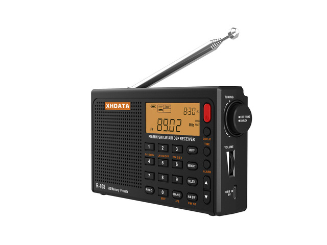 R108 Portable Radio AM/FM/SW/LW/Airband Shortwave Receiver Battery Operated Radio with Good Reception, Great Sound Speaker Stereo Alarm Clock...