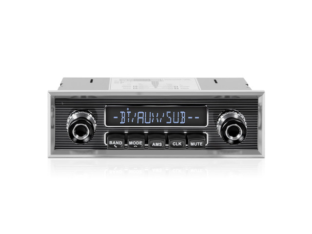 Retro Vintage Radio for Classic Vehicle - Single Din Bluetooth Car Stereo AM FM USB AUX EQ Subwoofer RCA Output