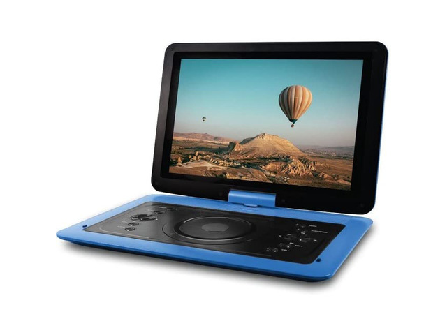 14' Portable DVD Player with Headphones, Remote Control, and Carrying Case, Blue
