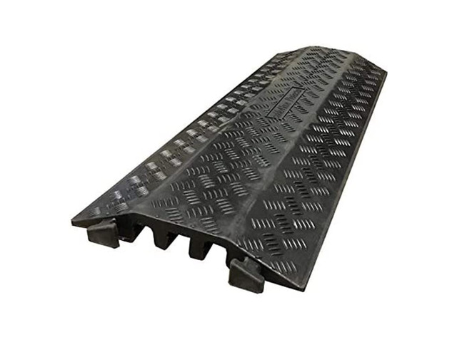 Drop Over Floor Cord Cover 40 Inch Long 3 Channel Cable or Wire Protector Rubber Ramp for Indoor and Outdoor Use Black