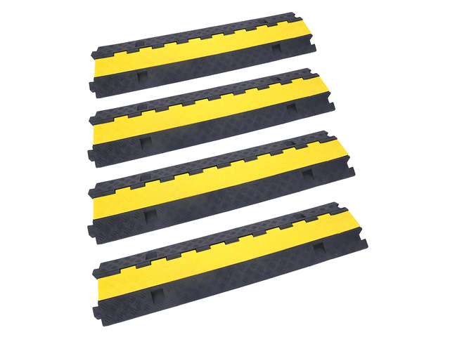 Cable Ramp Cable Protector Ramps Wire Hose Protective 2 Channel Traffic Rubber Plastic Cord Cover Speed Bump for Asphalt Concrete Gravel Driveway...