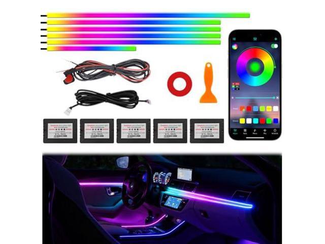 Acrylic Interior Car Ambient Lighting Kits, LED Strip Lights with Wireless APP, Neon Fiber Optic Lights Function LED Strip for Car with Music Modes...