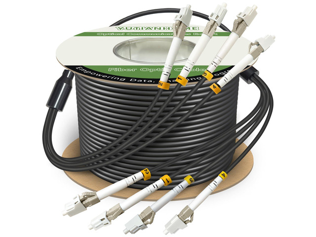 75 Meters 4 Core OM3 Multimode Industrial TPU LC to LC Outdoor Armored Fiber Patch Cable, Direct Burial 4 Strands Fiber Optic Cable, 10Gb Duplex...