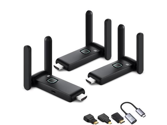 Wireless HDMI Transmitter and 2 receivers, Plug and Play.2.4/5.8GHz Dual Monitor hdmiwireless Splitter.Portable Streaming TV Extender165FT/50M,.