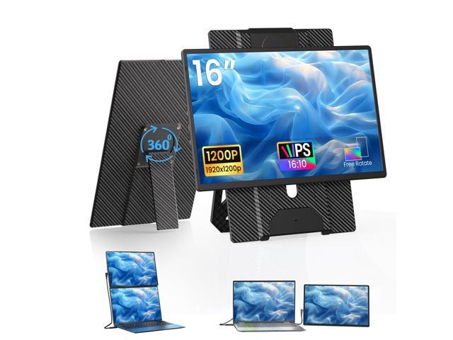 Laptop Screen Extender Portable Monitor - Dual 16' 1200P FHD Travel Monitor Fit for 13-17' Laptops Plug & Play 360° Rotating Detachable Stand...