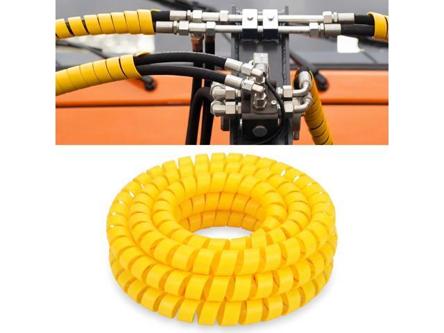 25Ft Spiral Wrap Hose Cable Protector 2 Inch Heavy Duty Hydraulic Hose Wrap Protector Sleeve, Yellow Abrasion Resistant Spiral Tubing for Hydraulic...