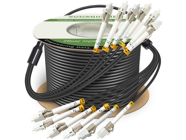 50 Meters 6 Core OM3 Multimode Industrial TPU LC to LC Outdoor Armored Fiber Patch Cable, Direct Burial 6 Strands Fiber Optic Cable, 10Gb Duplex.
