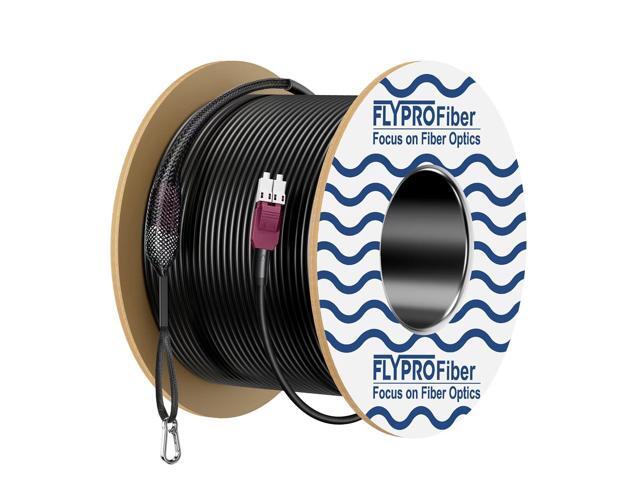 50m/164ft OD-5mm OM4 Fiber LC to LC Armored Outdoor Fiber Patch Cable Industrial TPU, Direct Burial, 40G/100G, 50/125um Duplex Multimode, with...