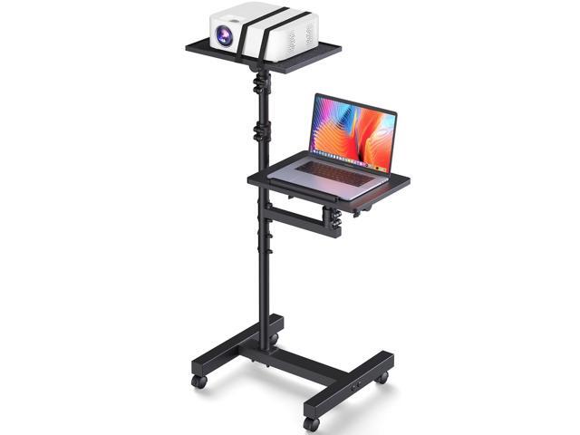 2 Shelves Projector Stand Tripod, Height Adjustable Max 64', Mobile Laptop Cart on Wheels Projector Tripod Stand, Overbed Table with Wheels,...