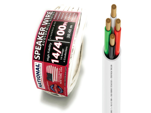 14/4 Audiophile Speaker Wire (100 Feet) 14AWG Gauge - Made in USA - in Wall Audio Speaker Wire Cable/CL Rated/ETL Listed / 2 Conductors - OFC...