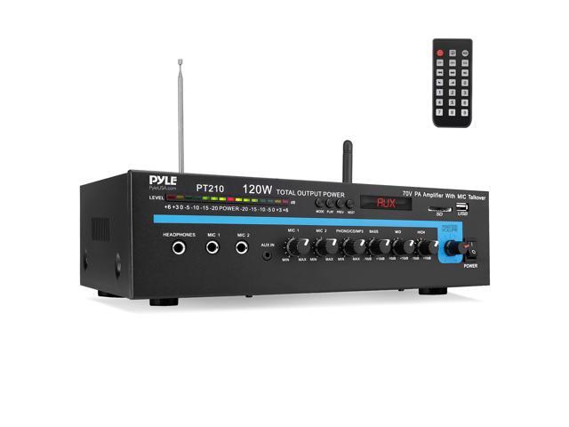 Home Compact Public Address Mono Amplifier - Professional 120 Watt Home Power Audio Sound PA Speaker Receiver System w/ RCA, Headphone, 2...