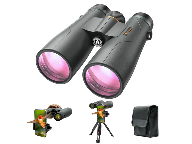 15x56 UHD Binoculars for Adults High Powered with Phone Adapter and Tripod, Super Powerful BAK4 Prism Waterproof Binoculars for Hunting Stargazing...