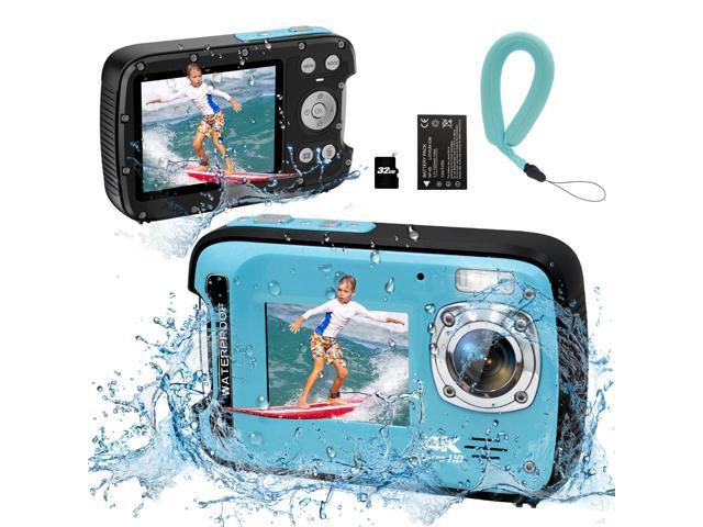 Underwater Camera 4K 48MP Autofocus Selfie Dual Screen Waterproof Camera with Floating Strap and 32GB Card, 17FT Compact Waterproof Digital Camera,...