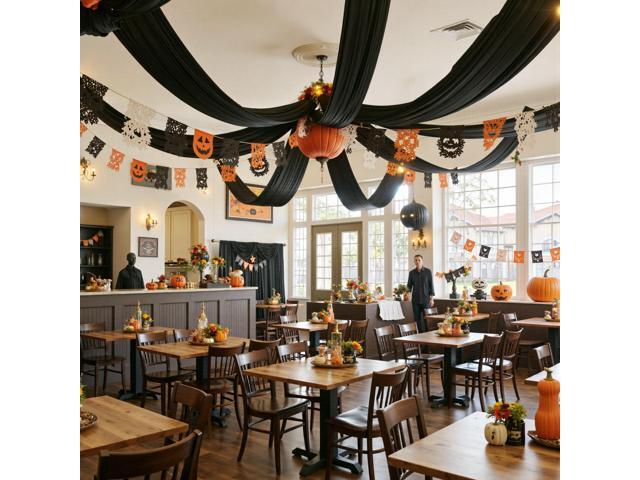 4 Panels 5ft(W) x 20ft(H) Black Ceiling Drapes for Wedding Parties 20 FT Extra Long Thick Polyester Wrinkle-Free Drapery Tent Decor Decorations.