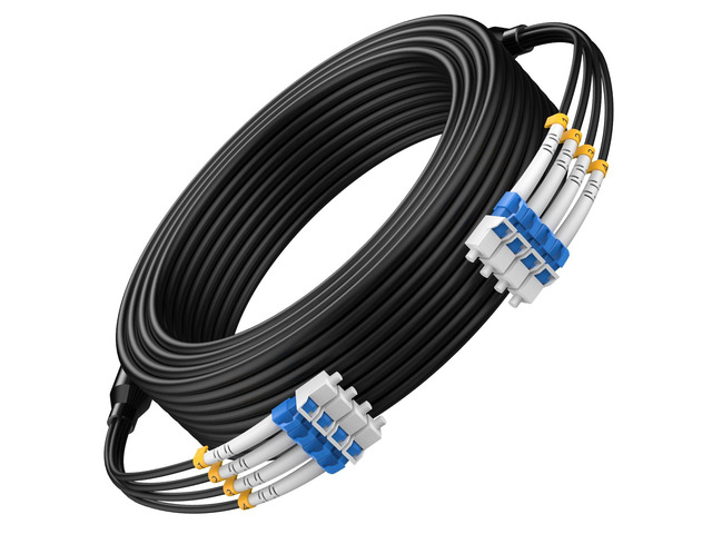 30M/98FT Outdoor Armored LC to LC Fiber Optic Cable, 4 Core OS2 Single Mode 9/125m, Industrial TPU Jacket, OD 5mm, 4 Strands, SMF, Direct Burial,...