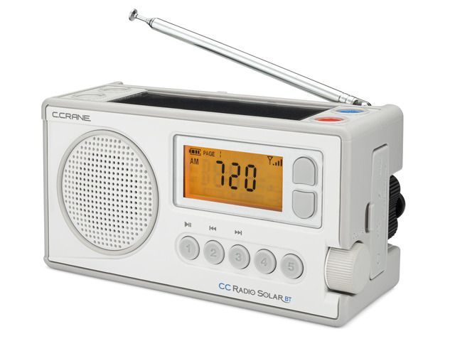 C. Crane CCRadio Solar with Bluetooth Receiving, Emergency Crank NOAA Weather AM/FM Multi Powered Radio - Built in LED Flashlight and Cellphone...