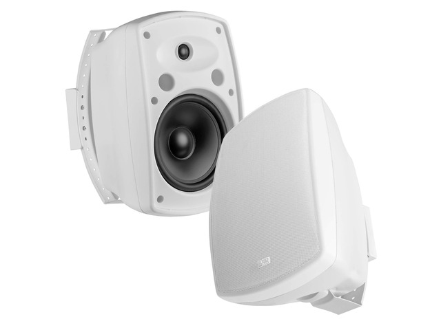 AP850-70V 8' Outdoor Patio Speaker Pair - 8ohm/70V Tap, Full Motion Bracket, IP54 Rated, White