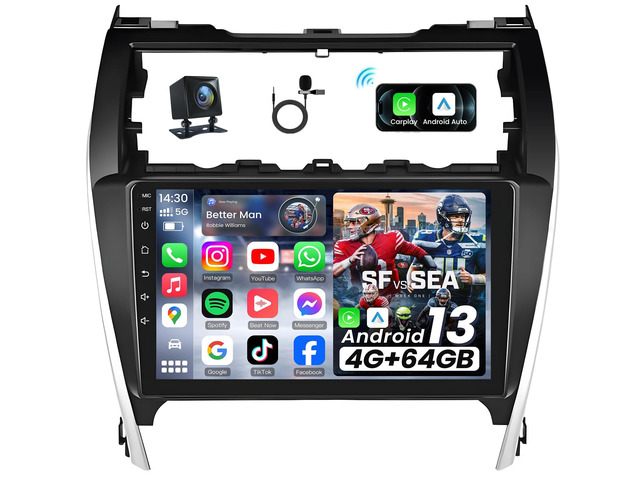 Car Radio Stereo for Toyota Camry 2012-2014,10' Android 13 1280 * 800 Touchscreen Head Unit,Wireless CarPlay & Android Auto,5GWIFI, GPS...