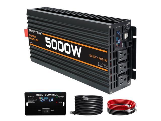 5000W Power Inverter, 12V DC to 110V/120V Modified Sine Wave Inverter with 3 AC Outlets, USB Port, Wired Remote Controller, Car Power Inverter for...