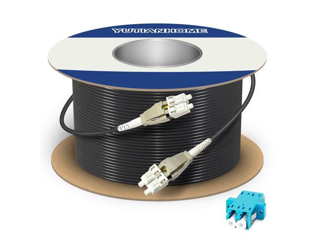 100 Meters Uniboot OM3 Fiber LC to LC Outdoor Armored Fiber Optic Cable, 40GB/10GB Multimode Patch Cord Duplex 50/125, LC-LC Multi Mode, Low...