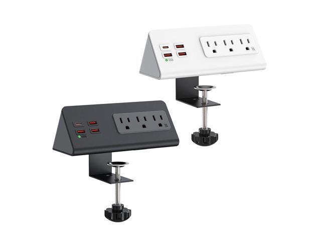 Nightstand Charging Station, Nightstand Edge Power Strip with 3 AC Outlets, 4 Fast Charging USB Ports, Connect 6.56FT Flat Plug, Desk Surge...