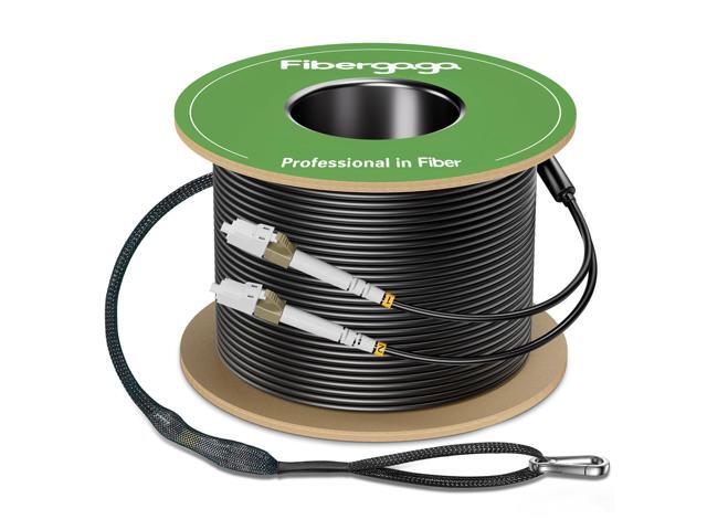 150M(492ft) OM3 LC to LC Fiber Patch Cable, Multimode Outdoor Armored Direct Burial Fiber Optic Cable Cord, 10GB/40GB Jumper Duplex 50/125um with.