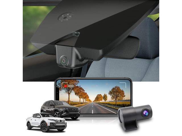 Front 4K+Rear 1080P Dash Cam Adapts for Hyundai Santa Cruz & Tucson 2022-2026 (Part NO#N9000), Integrated OEM Look, Dual HD Video, WiFi & APP, Loop...